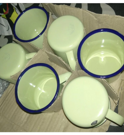 Murah Cangkir Jadul Polos 6pcs cangkir Enamel  - 6