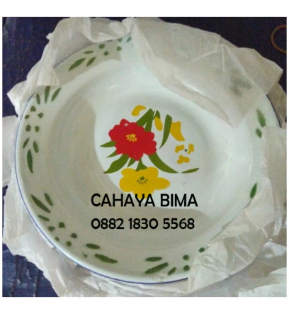 Piring Makan Seng 22cm Jadul Kembang Enamel Panci Rrt - 6