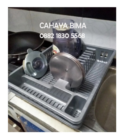 Rak Piring Nampan Plastik Silver Abu Pengering Piring Gelas - 6