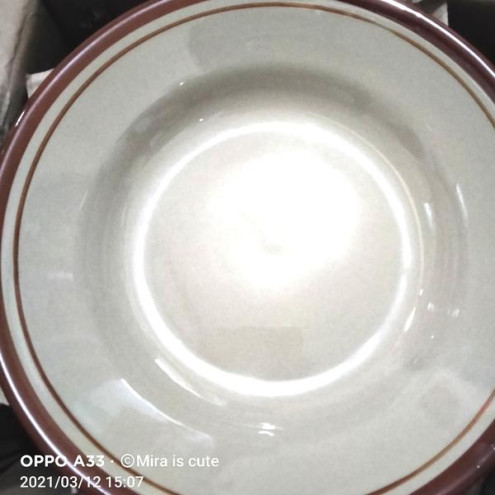 1 Set Isi 6 Piring Keramik 8" List Coklat / Piring Makan Polet - 6