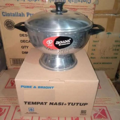 Sangku Nasi Aluminium 24cm Maspion - Tempat Nasi Wakul Tutup Jawa - 6