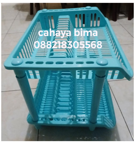 Rak Piring Susun 2 dengan Nampan Emerald Green Leaf 1712 - 3