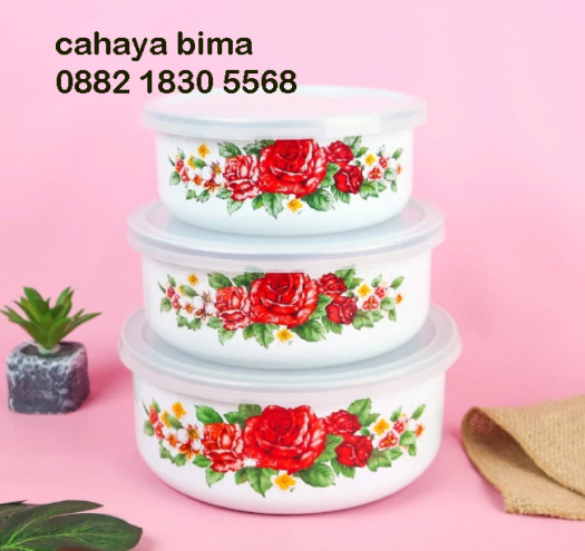 Set Mangkuk Enamel Maspion 3pcs 20–22- 24cm Tahan Panas  - 6