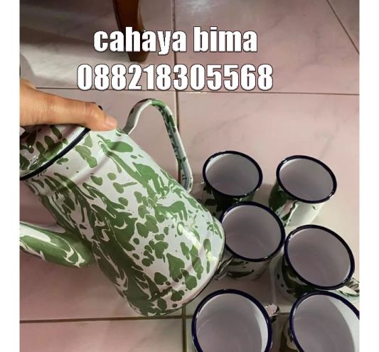 Teko Lurik Blirik Jadul Enamel Kaleng Eskan Motif Retro Klasik - 6