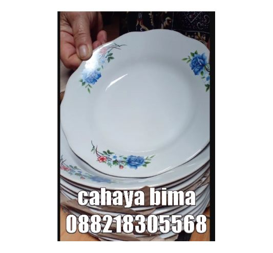 Piring Keramik 7 Inch Lucky Porselen Motif Bunga Rose - 6