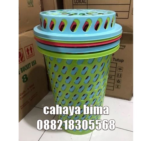 Keranjang Baju Kotor Laundry Tutup Rigen Pakaian Green Leaf Tribly Basket - 3