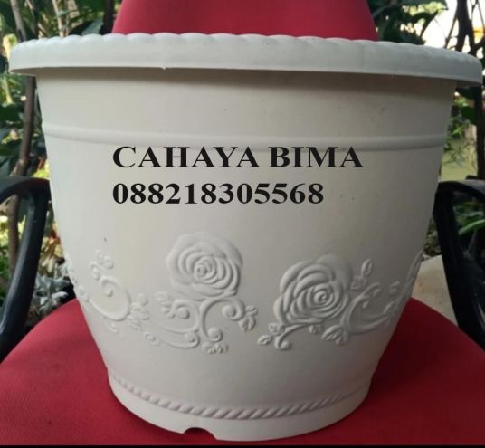 Pot Bunga Glory Putih 45 cm Pot Hias Ukiran Mewah untuk Dekorasi Rumah - 6