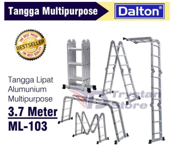 Tangga Lipat Multifungsi 3.7 Meter Dalton ML 103 Tangga Aluminium Serbaguna  - 8