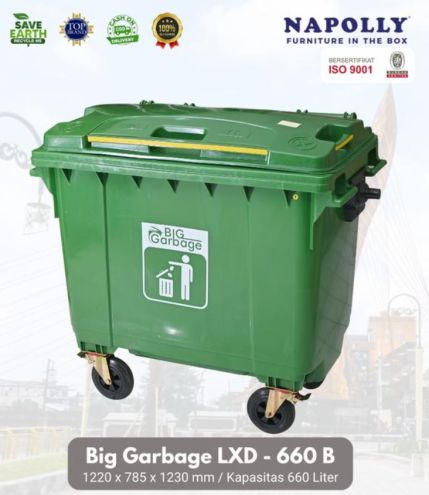 Napolly Tempat Sampah Besar 660 Liter LXD-660 B Hijau Tahan Air - 9