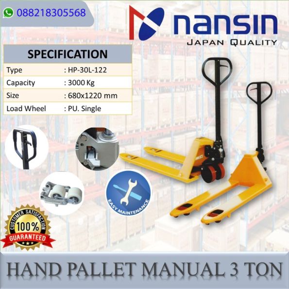 Hand Pallet Hand Lift Manual 3 Ton - Alat Angkut Gudang Heavy Duty Bandung