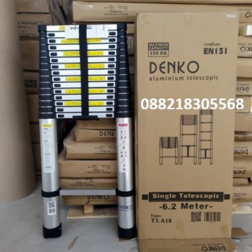 Tangga Denko single teleskopik 6,2 meter TLA 18 - 8