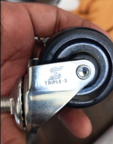 Murah Roda Triple S 2 Inch karet Drat ulir m10 pake Rem